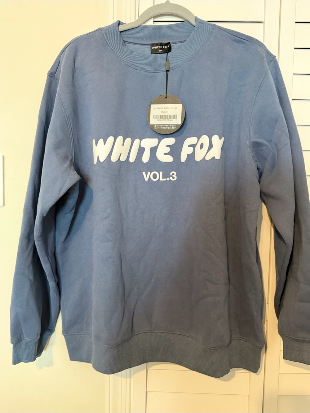 White Fox Boutique Light Blue 'WHITE FOX VOL.3' Crewneck Sweater